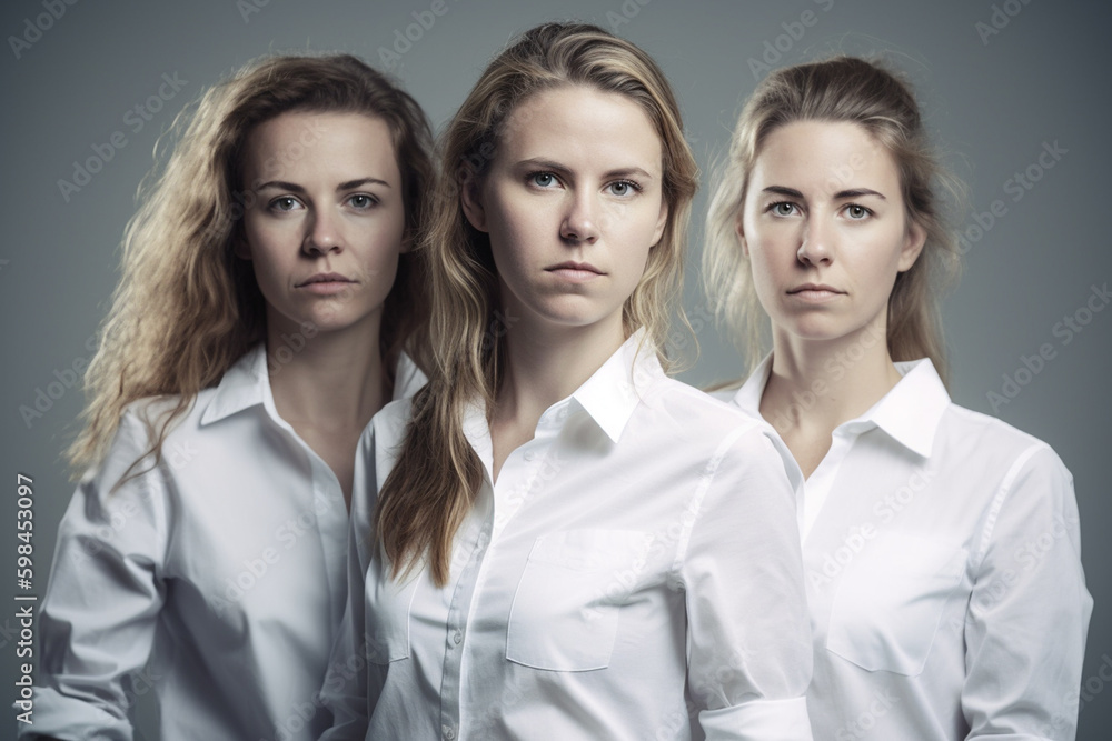 group or team of young adult females, standing side by side in a row. Generative AI group or team of young adult females, standing side by side in a row. Generative AI