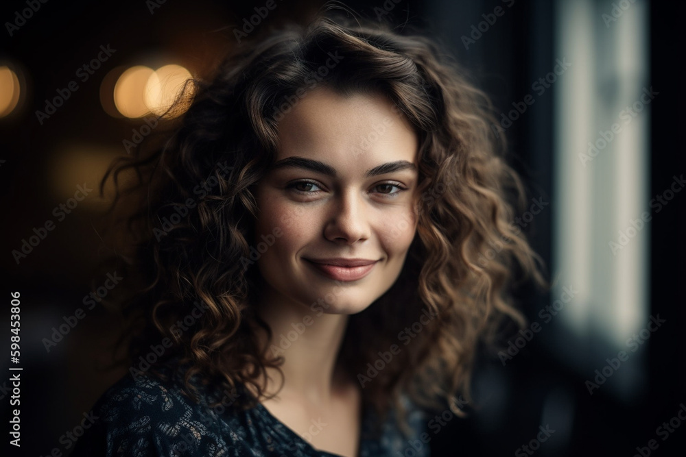 smile woman with a timeless, classic beauty. Her hair is styled in loose waves, and her makeup is subtle and elegant. Generative AI smile woman with a timeless, classic beauty. Her hair is styled in loose waves, and her makeup is subtle and elegant. Generative AI