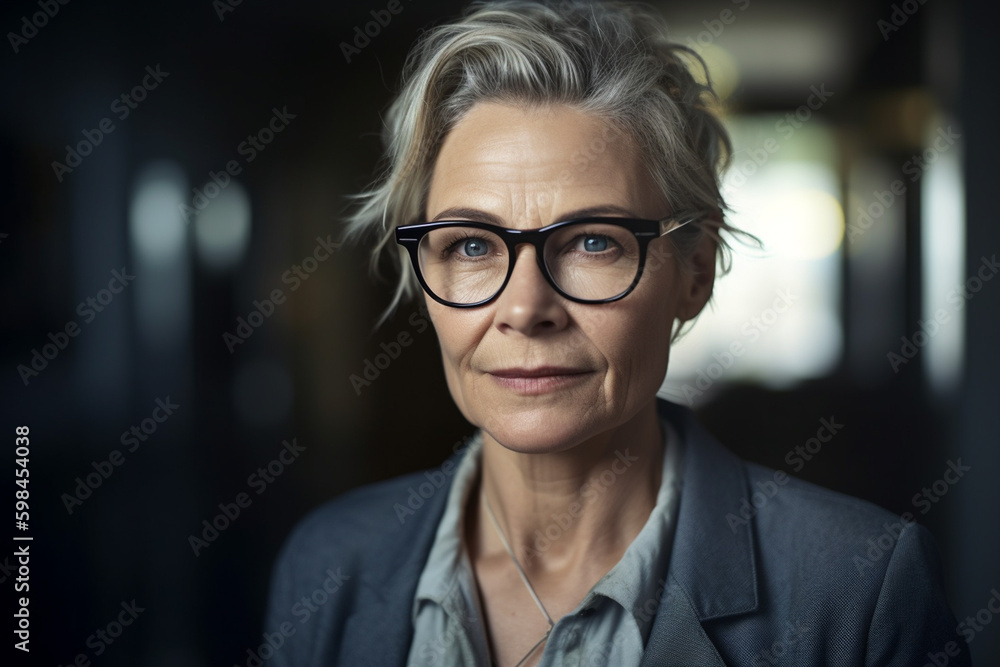 Portrait of a successful mature businesswoman in office , natural lighting. Generative AI Portrait of a successful mature businesswoman in office , natural lighting. Generative AI