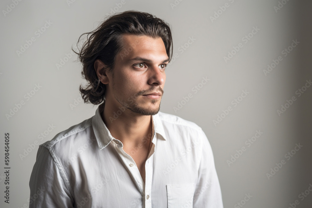 young adult man portrait. Generative AI young adult man portrait. Generative AI