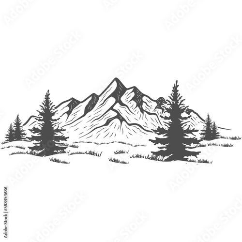 hand drawn mountain design. illustration vector