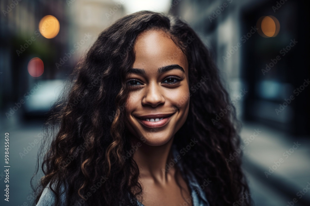 smile woman with a timeless, classic beauty. Her hair is styled in loose waves, and her makeup is subtle and elegant. Generative AI smile woman with a timeless, classic beauty. Her hair is styled in loose waves, and her makeup is subtle and elegant. Generative AI