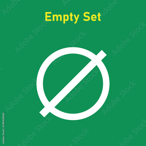 Empty set or null set or slashed zero icon symbol in mathematics. mathematics resources for teachers. Vector.
