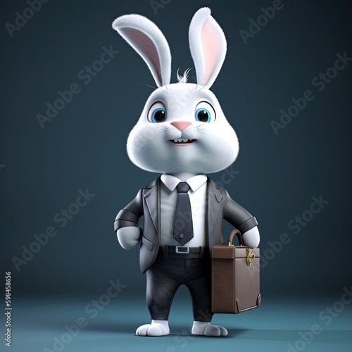 Cute Cartoon Rabbit in a Bu...
