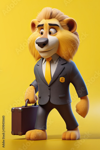 Cute Cartoon Lion in a Busi...