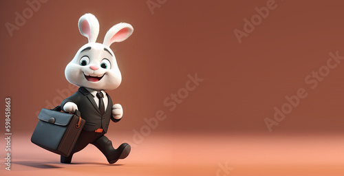 Cute Cartoon Rabbit in a Bu...