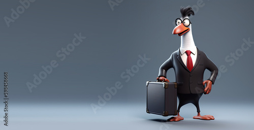 Cute Cartoon Rooster in a B...