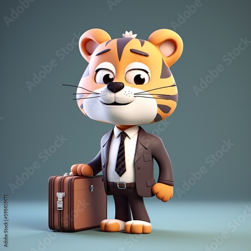 Cute Cartoon Tiger in a Bus...