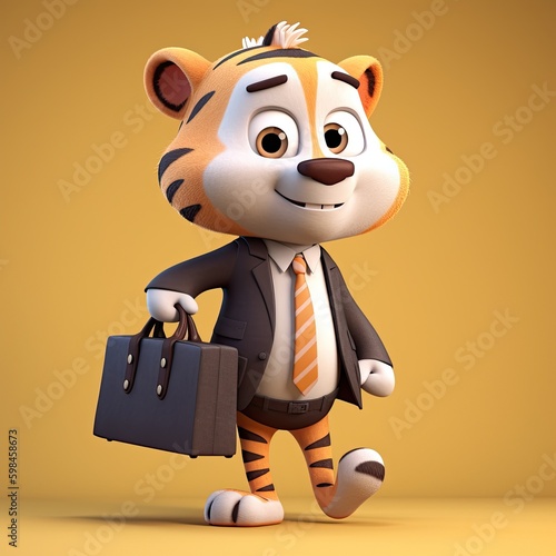 Cute Cartoon Tiger in a Bus...