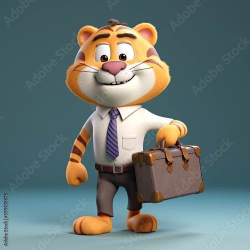 Cute Cartoon Tiger in a Bus...