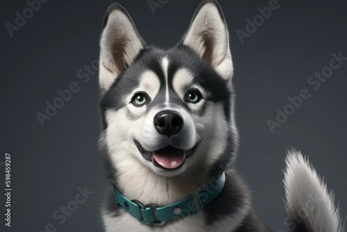 Portrait of a beautiful dog breed husky close-up. AI generated, human enhanced