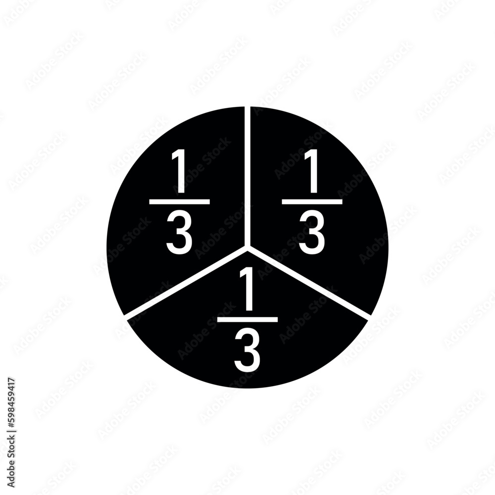 Circle Divided Into Three Equal Segments One Third Fraction Circle division-by-1
