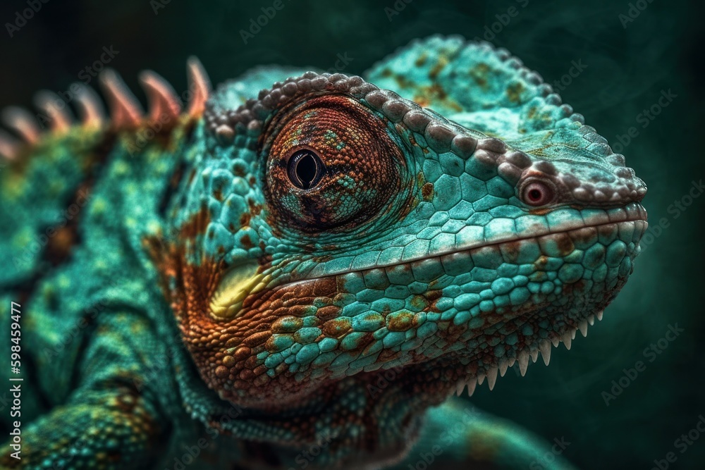 Reptile close-up on a blurred background of nature. AI generated, human enhanced