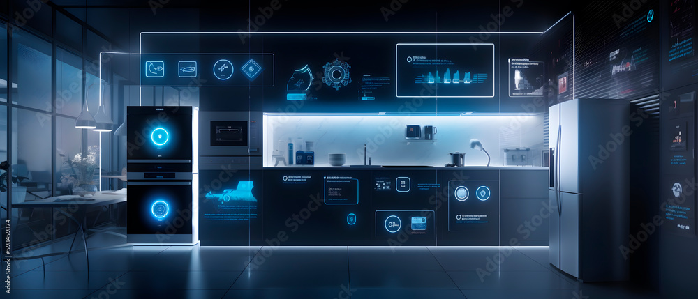 Showcase the power of the Internet of Things with a visually stunning image of a smart home filled with various connected devices and appliances AI. Generative AI Showcase the power of the Internet of Things with a visually stunning image of a smart home filled with various connected devices and appliances AI. Generative AI