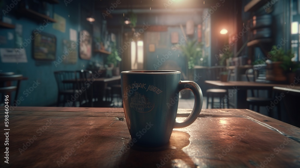 Fototapeta premium cafe mug, digital art illustration, Generative AI