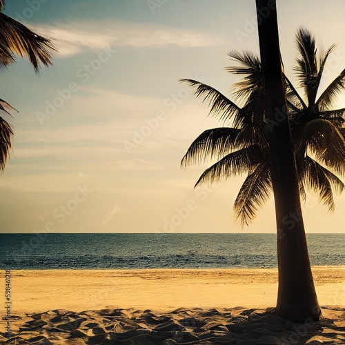 beach front with palm tree