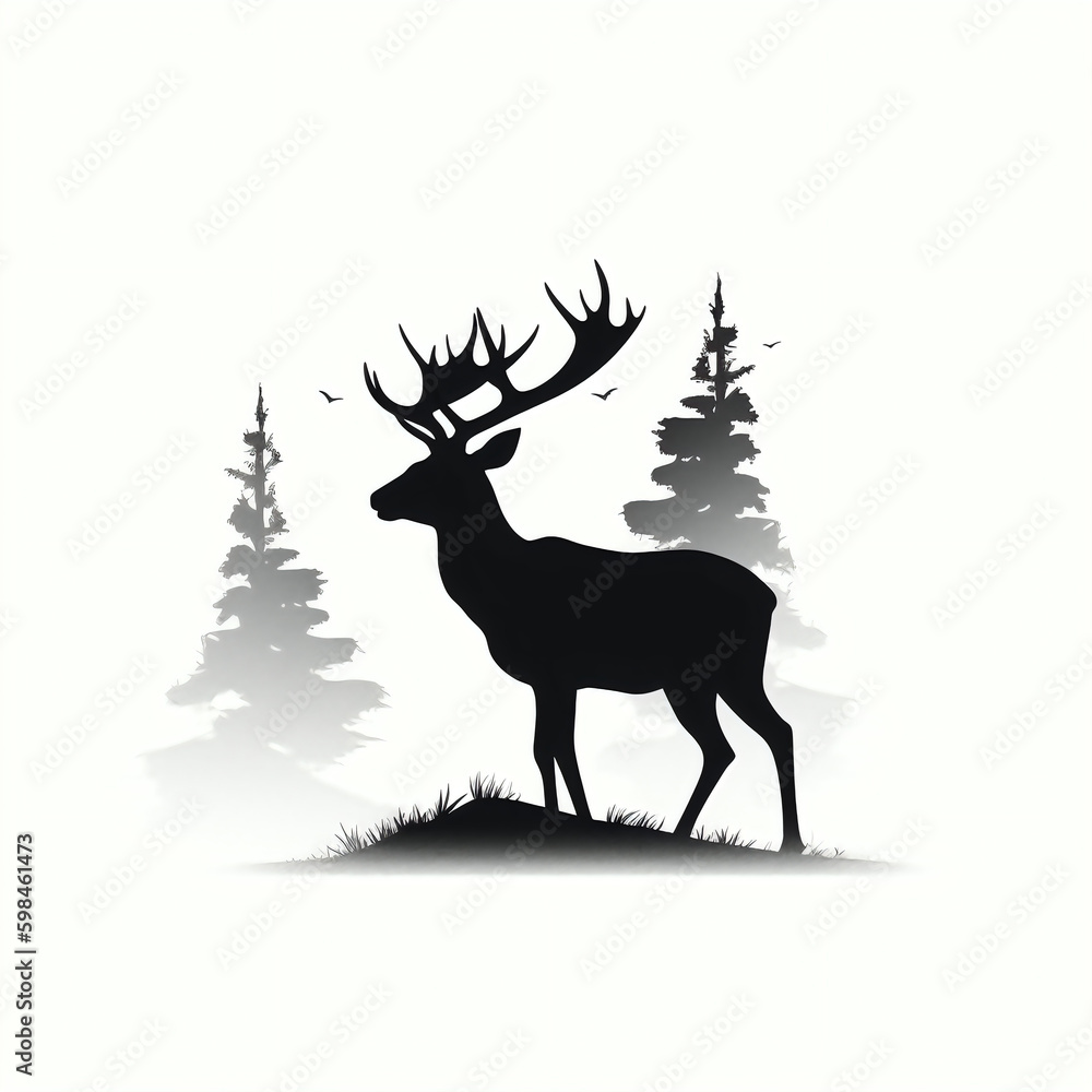 silhouette of deer isolated vector illustration on white background for animal logo, graphic icon, and modern home décor. perfect for wildlife and safari-themed designs. generative ai silhouette of deer isolated vector illustration on white background for animal logo, graphic icon, and modern home décor. perfect for wildlife and safari-themed designs. generative ai