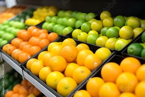 various citrus fruits in the market. generative AI