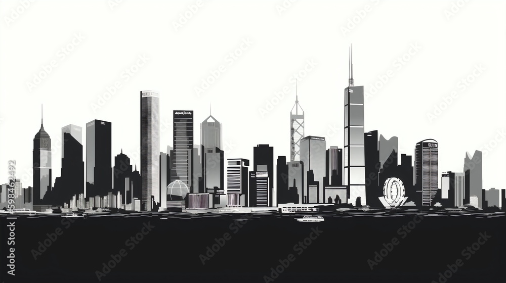 Hong Kong city isolated vector illustration on white background for logo, graphic design, advertising, and marketing. generative ai Hong Kong city isolated vector illustration on white background for logo, graphic design, advertising, and marketing. generative ai