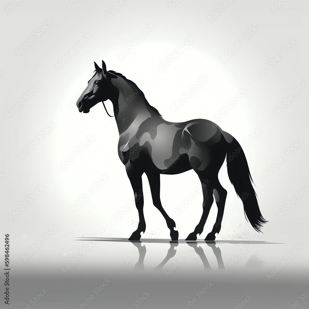 Obraz premium silhouette of horse isolated vector illustration on white background for animal logo, graphic icon, and modern home décor. perfect for wildlife and safari-themed designs. generative ai