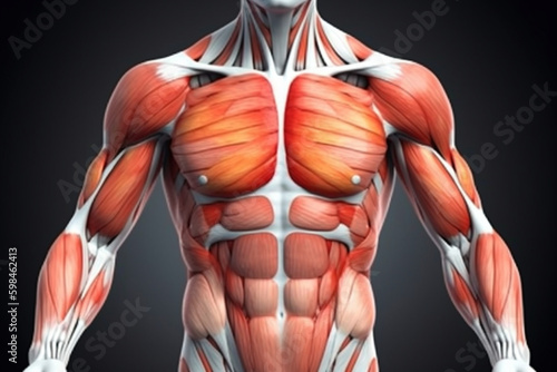 Valokuvatapetti Chest Muscles Pectoralis Major and Minor Anatomy Muscles Generative AI