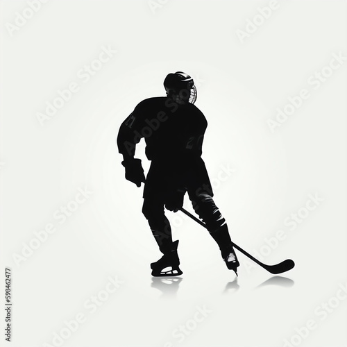 silhouette of hockey player, isolated vector illustration on white background for logo, graphic design, advertising, and marketing. generative ai
