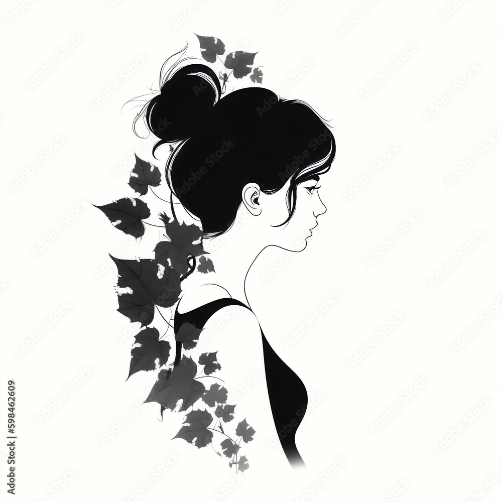 silhouette of female isolated vector illustration on white background for logo, graphic design, advertising, and marketing. generative ai