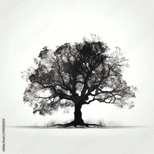 silhouette of tree isolated vector illustration on white background for logo  graphic icon  and modern home d  cor. perfect for wildlife and safari-themed designs. generative ai