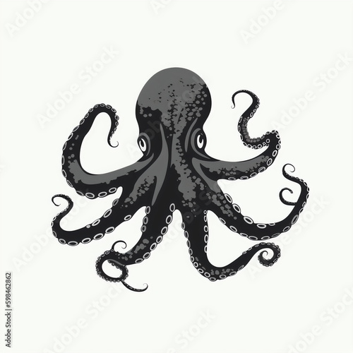 silhouette of octopuses isolated vector illustration on white background for logo, graphic icon, and modern home décor. perfect for wildlife and safari-themed designs. generative ai