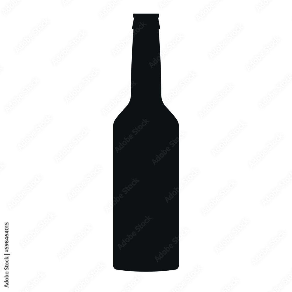 Vector flat beer bottle silhouette isolated on white background Vector flat beer bottle silhouette isolated on white background