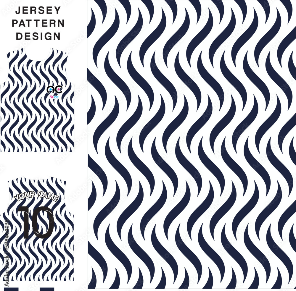 Abstract wave concept vector jersey pattern template for printing or sublimation sports uniforms football volleyball basketball e-sports cycling and fishing Free Vector.