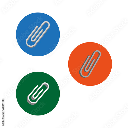 paper clips colored circles for web design. Vector illustration. 
