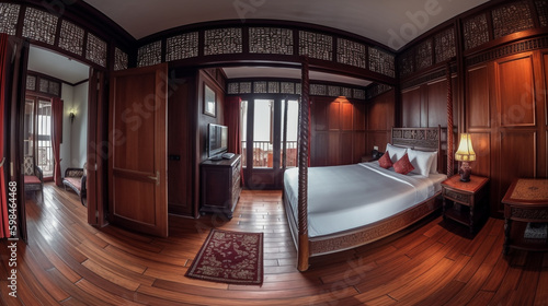 Chinese bed room. Generative AI