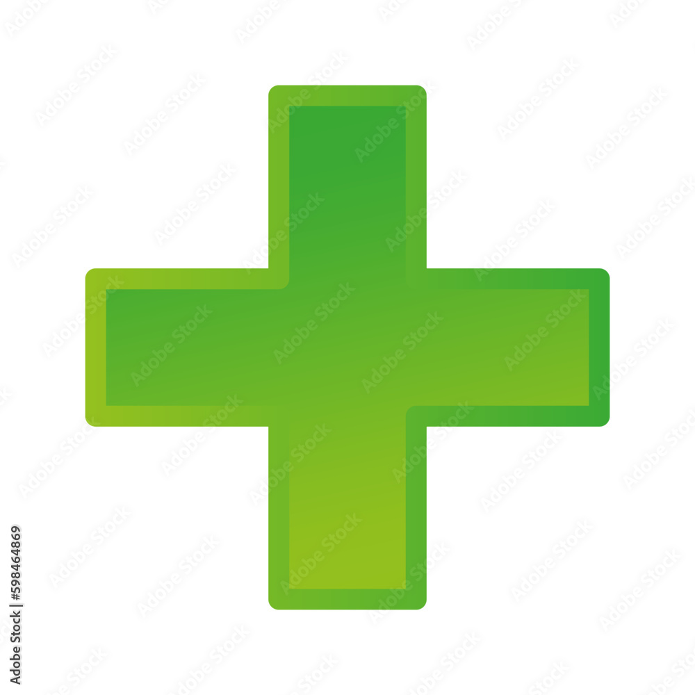 Fototapeta premium 3d bevel cross as healthcare, first-aid, emergency response and as aid as a general symbol. Ambulance, paramedic, hospital and clinic symbol, icon. Vector illustration. 