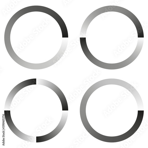 Progress, steps, phases indicator. Preloader, buffer shape. Circle, circular loading icon. Vector illustration. 