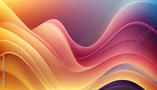 Generative AI, abstract colorful wavy curve smooth surface geometry. Modern minimal background