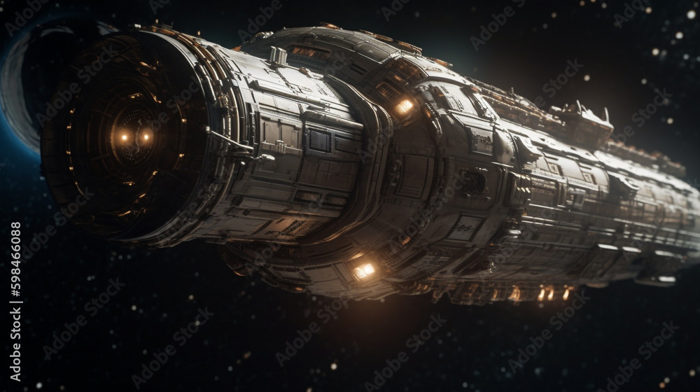 spaceship above the planet. Generative AI spaceship above the planet. Generative AI