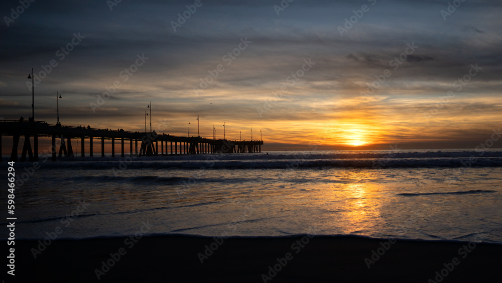 Sunset California Beach and Pier