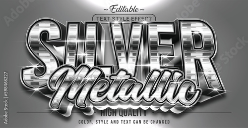 Editable text style effect - Silver Metallic text style theme.