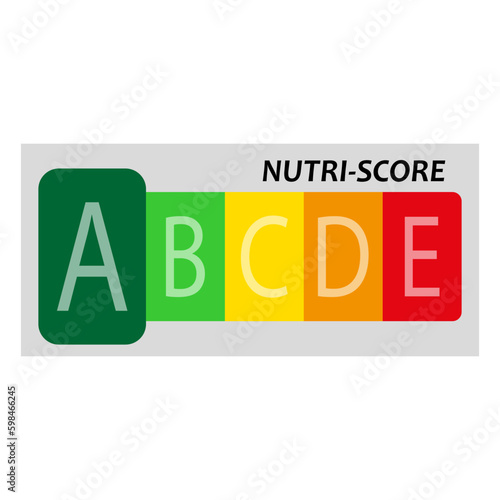 Nutrition A label facts health score. Food info nutriscore label facts packaging sign. Vector illustration. 
