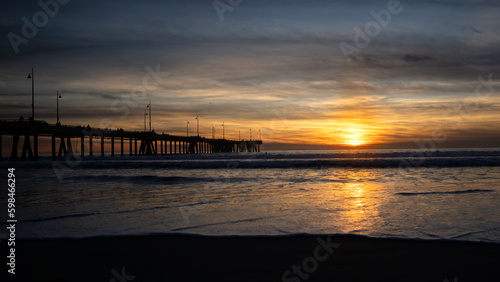 Sunset California Beach and Pier