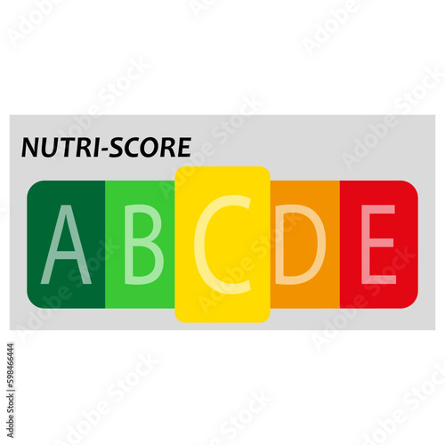 Nutrition C label facts health score. Food info nutriscore label facts packaging sign. Vector illustration. 