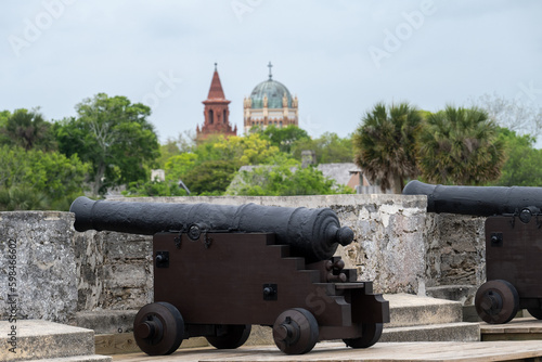 Cannons at Castillo de San Marcos National Monument in St Augustine, Florida.