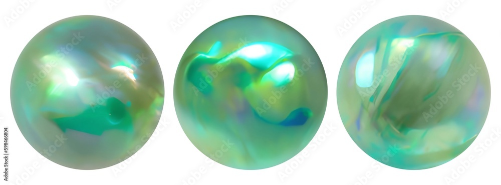 Green pearl set. White background isolated. Green pearl set. White background isolated.
