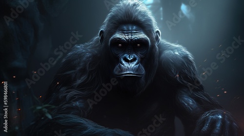 gorilla  digital art illustration  Generative AI