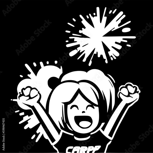 Cheer | Black and White Vector illustration