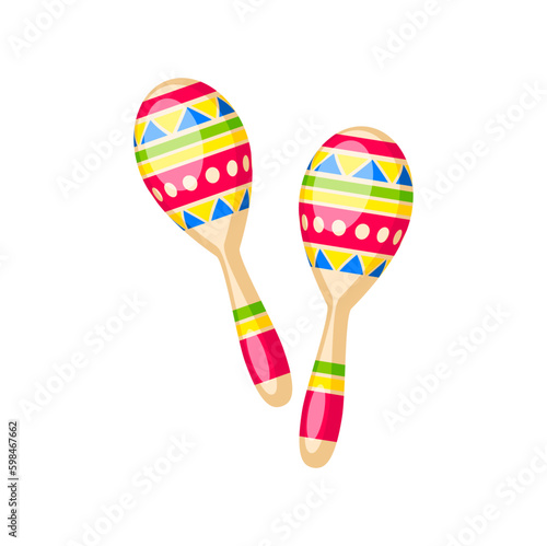 Barranquilla carnival holiday maracas musical instrument. Colombia culture traditional festival, barranquilla holiday celebration parade symbol or South America folk party isolated vector maracas