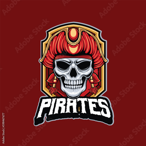 Vector illustration of pirate skull mascot logo 