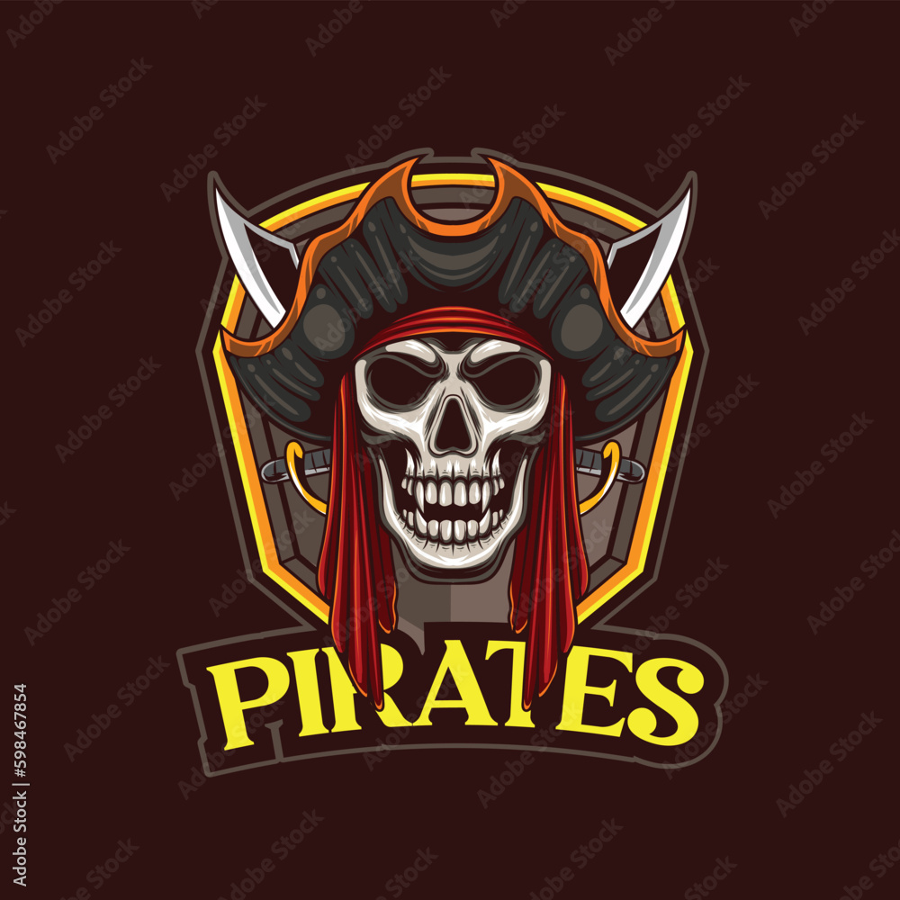 Vector illustration of pirate skull mascot logo Vector illustration of pirate skull mascot logo