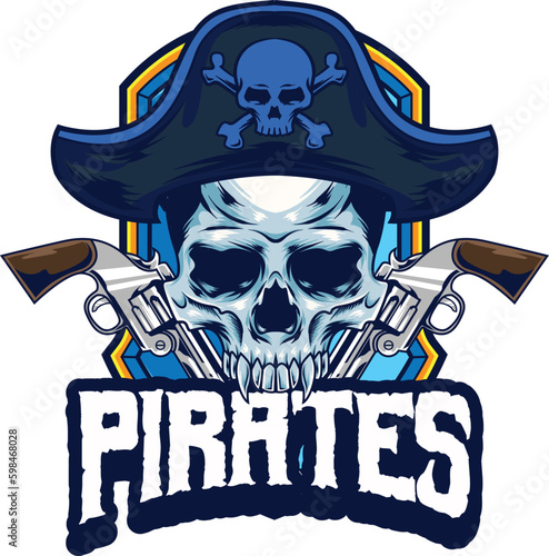 Vector illustration of pirate skull mascot logo 